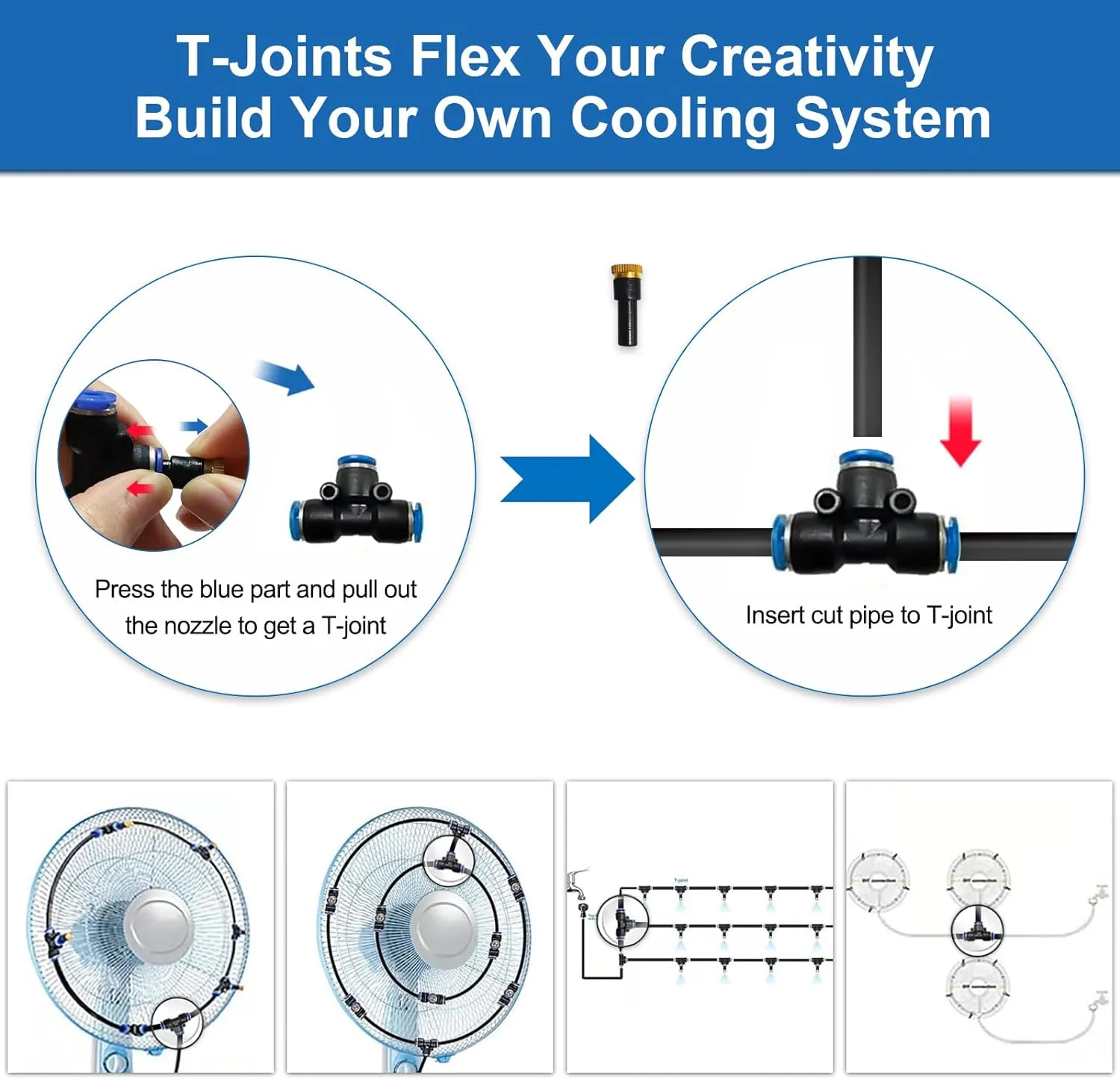 Misting System for Patio 80FT(24M), Water Misters for Cooling Outdoor, Backyard Misters for Outside Patios, Garden, Greenhouse, Deck, Umbrella, Canopy, Pool, Porch,Trampoline Sprinkler,BBQ Accessories