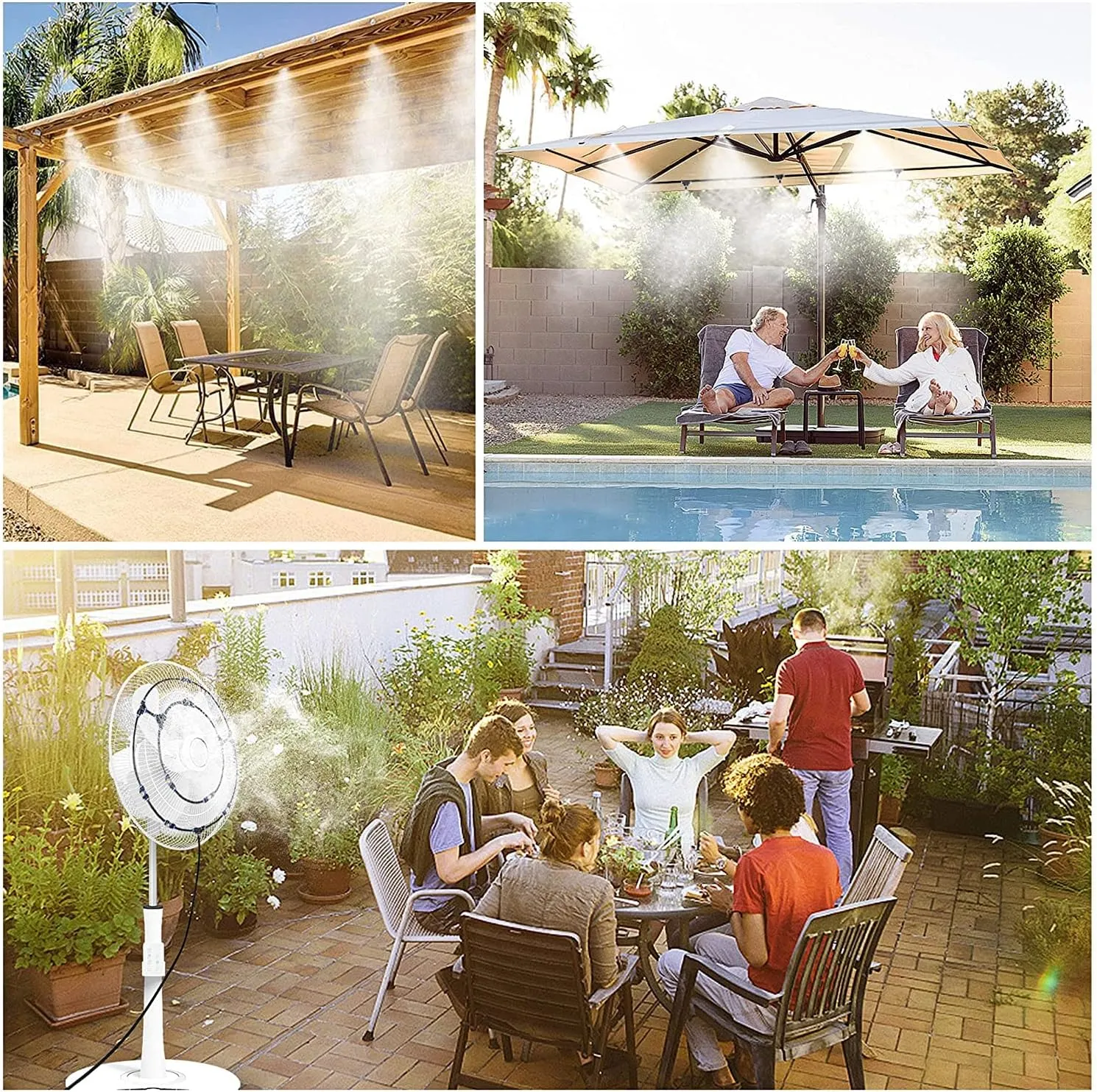 Misting System for Patio 80FT(24M), Water Misters for Cooling Outdoor, Backyard Misters for Outside Patios, Garden, Greenhouse, Deck, Umbrella, Canopy, Pool, Porch,Trampoline Sprinkler,BBQ Accessories