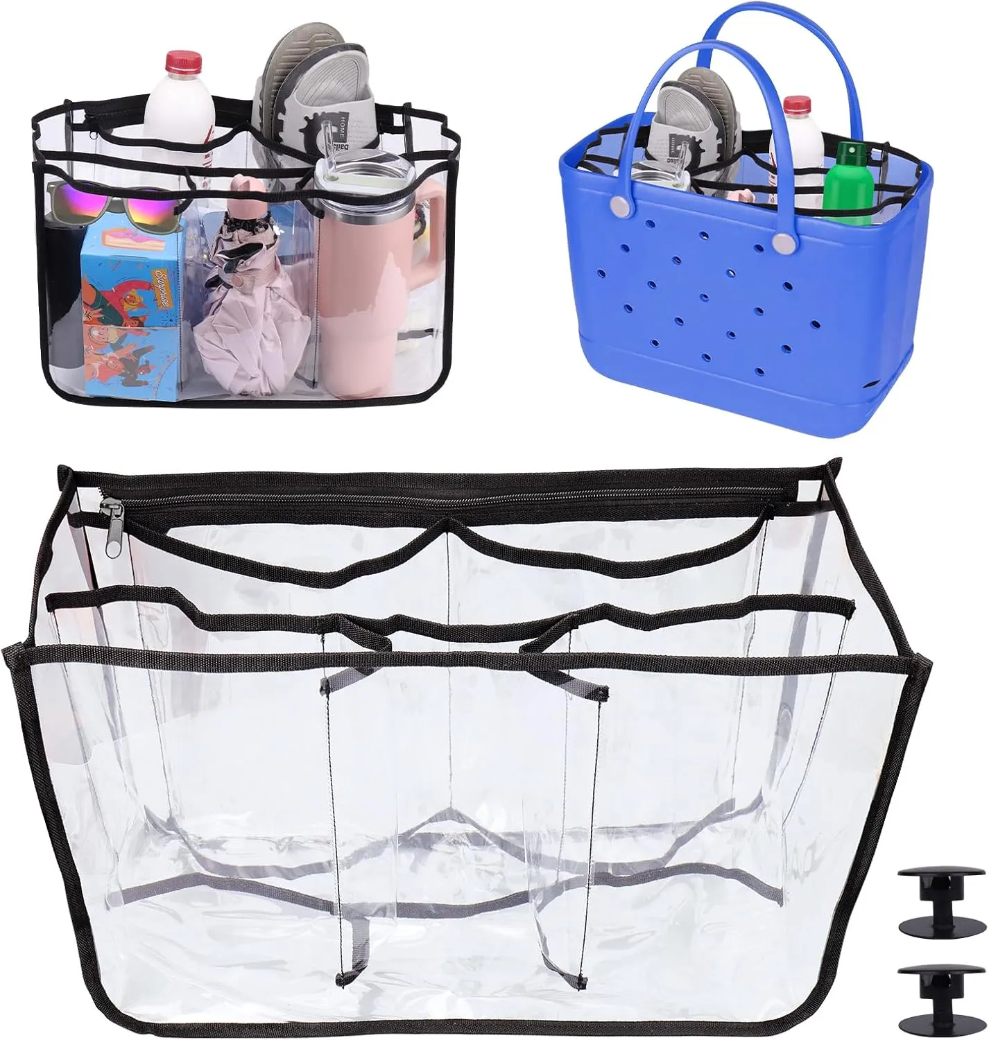 Mity Rain Clear Bag Organizer for Bogg Bag - X Large, Waterproof, 10 Dividers