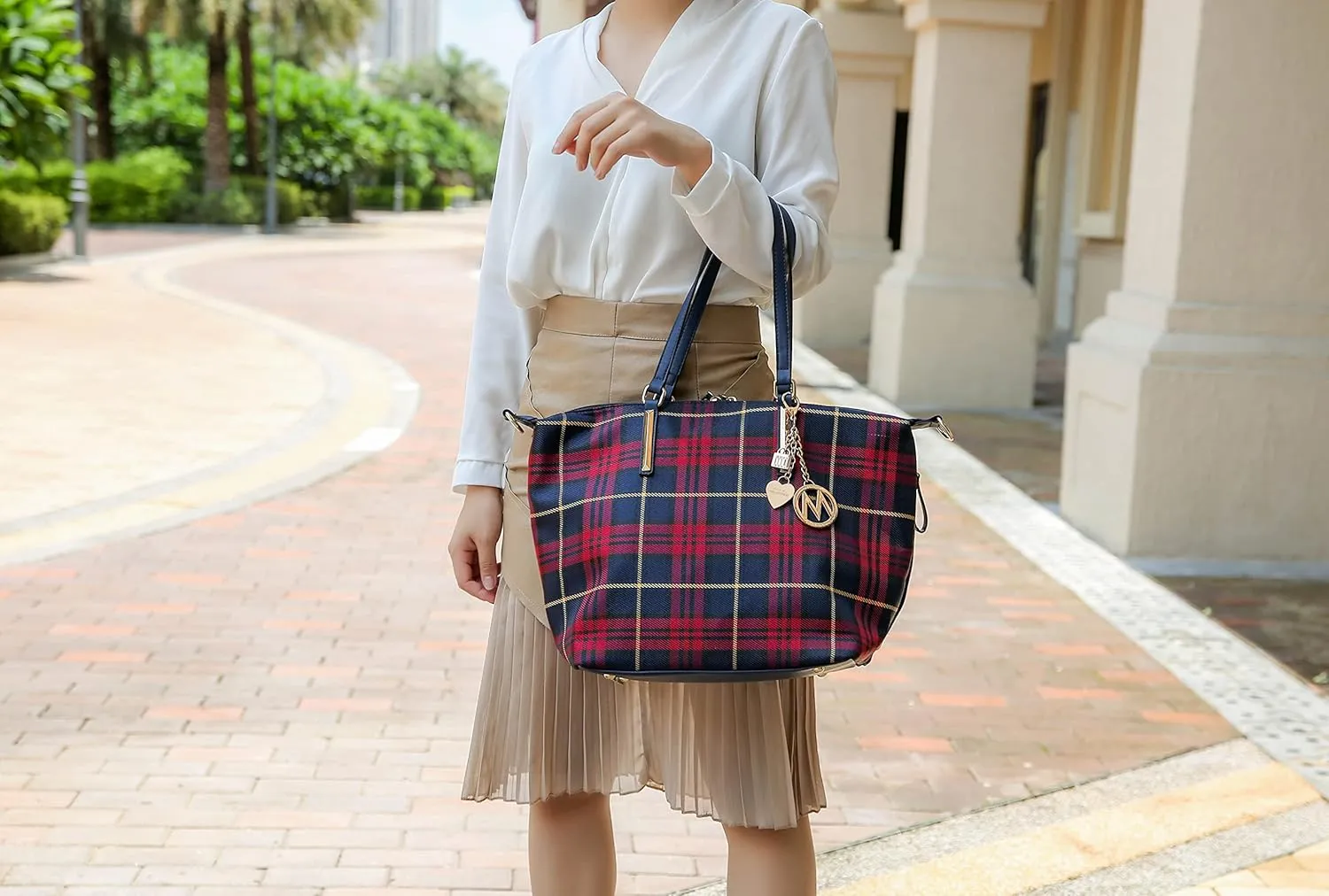 MKF Collection Large Tote Bag for Women, Nylon Shoulder Bag Converts to Backpak, Travel Bag Purse by Mia K