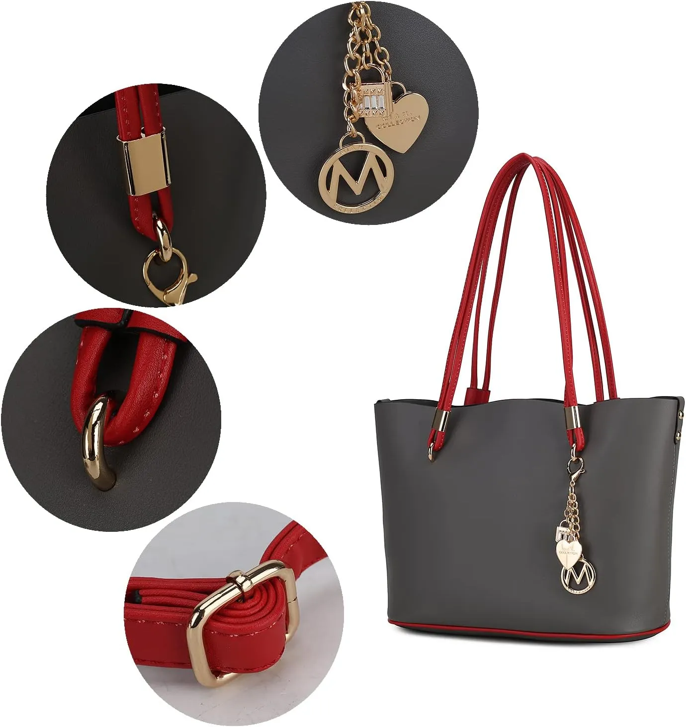 MKF Collection Tote Bag & Crossbody Set, Vegan Leather Top-Handle Shoulder bag Handbag Pouch Purse