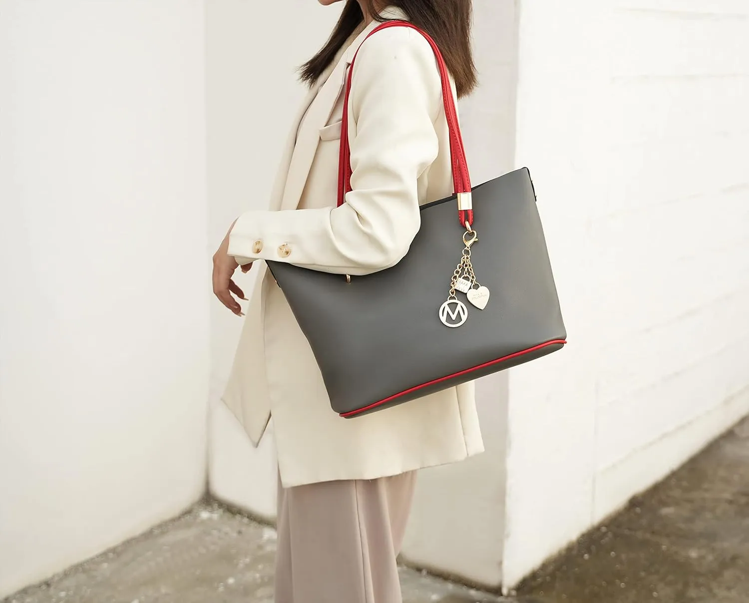 MKF Collection Tote Bag & Crossbody Set, Vegan Leather Top-Handle Shoulder bag Handbag Pouch Purse