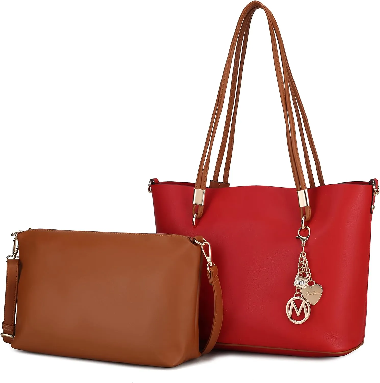MKF Collection Tote Bag & Crossbody Set, Vegan Leather Top-Handle Shoulder bag Handbag Pouch Purse