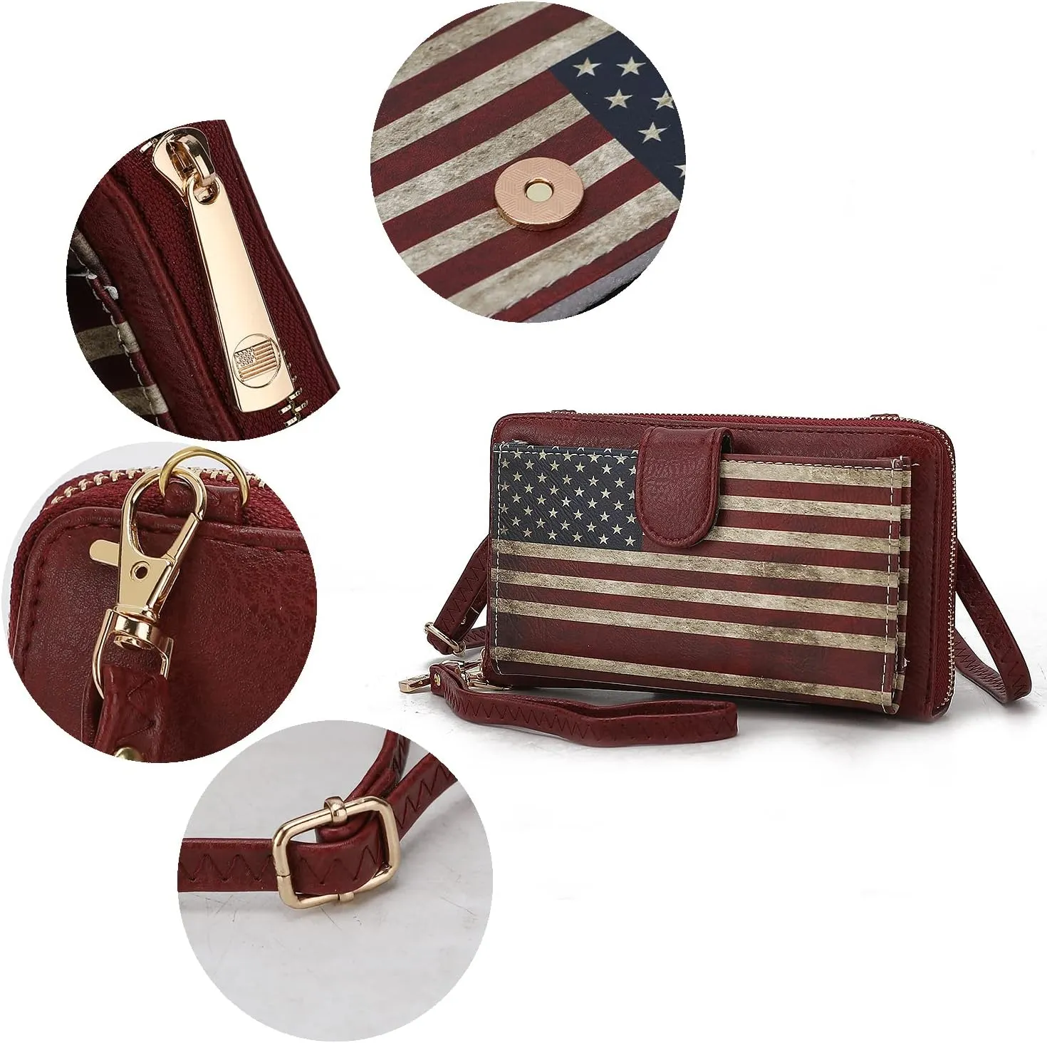MKF Collection Women's Crossbody Phone Bag, Vegan Leather shoulder Bag Cell phone bag Wallet Purse Handbag by Mia K