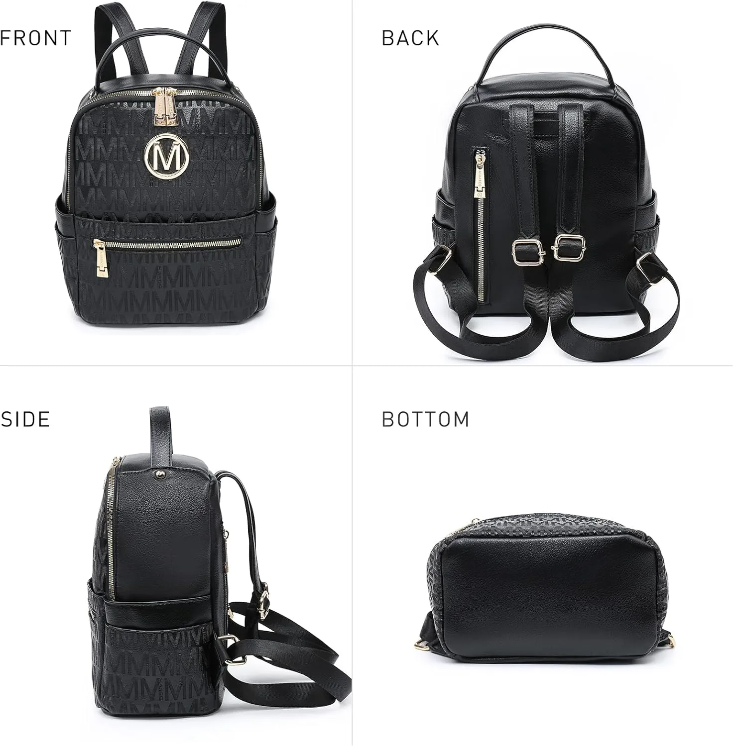 MKP Small Backpack Purse for Ladies Women Fashion Multi Pockets Daypacks with Front Zip Pocket