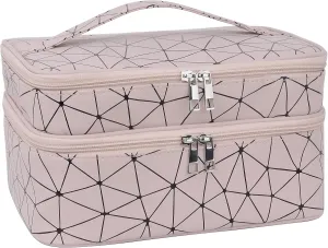 MKPCW makeup bag Double-layer cosmetic bag with brush bag and divider
