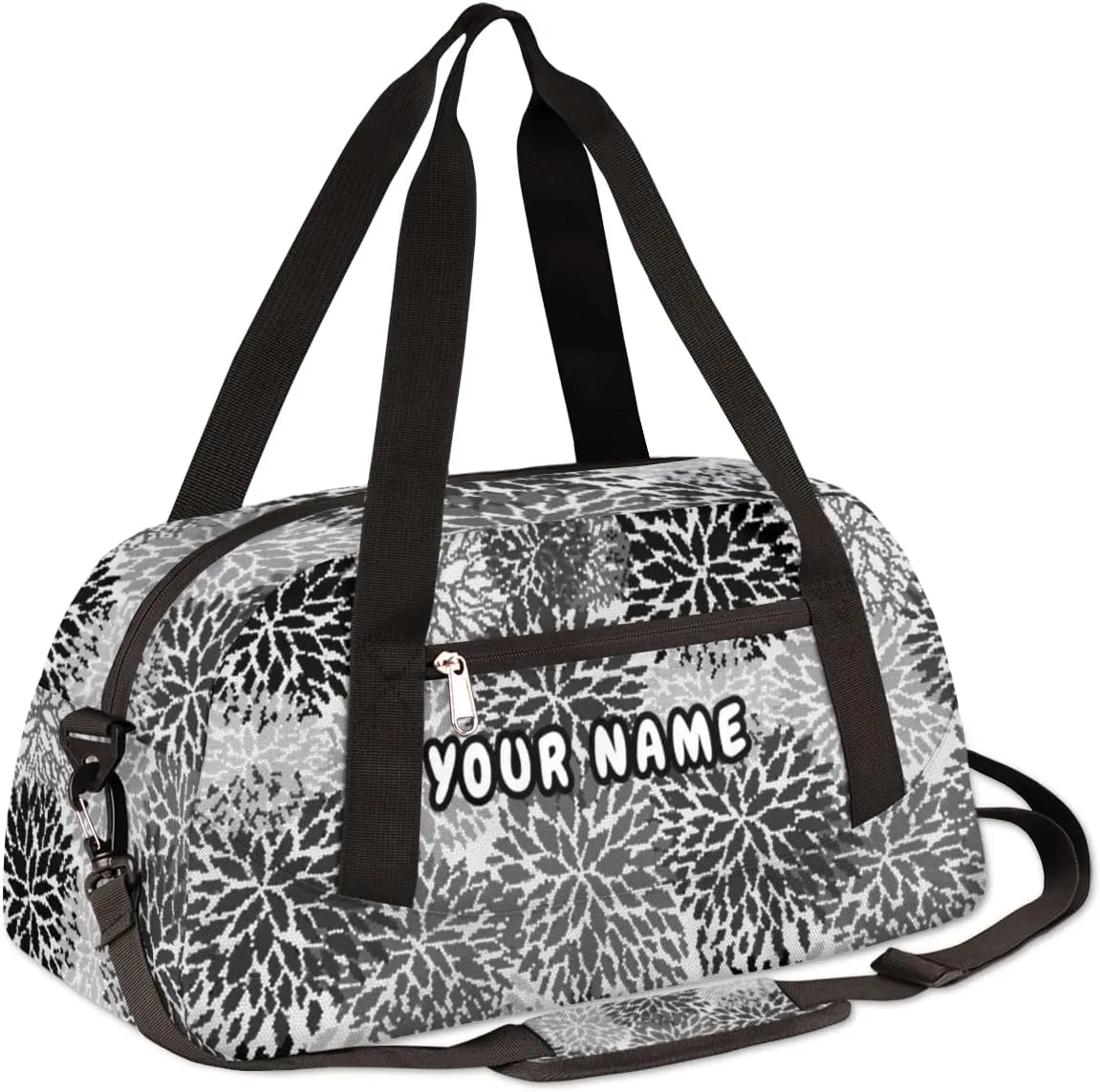 Modern Art Flower Personalized Kids Duffel Bag for Girls Boys, Flowers Debris Custom Name Dance Bag Overnight Small Duffel Bag Carry On Weekend Sports Travel Bag for School Practice Gymnastics Ballet