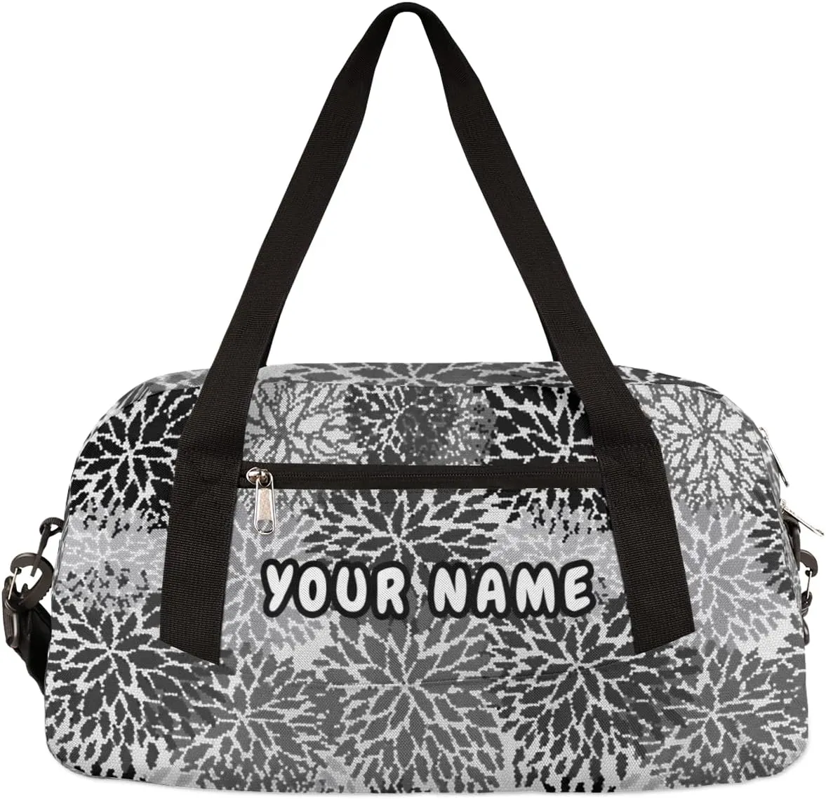 Modern Art Flower Personalized Kids Duffel Bag for Girls Boys, Flowers Debris Custom Name Dance Bag Overnight Small Duffel Bag Carry On Weekend Sports Travel Bag for School Practice Gymnastics Ballet