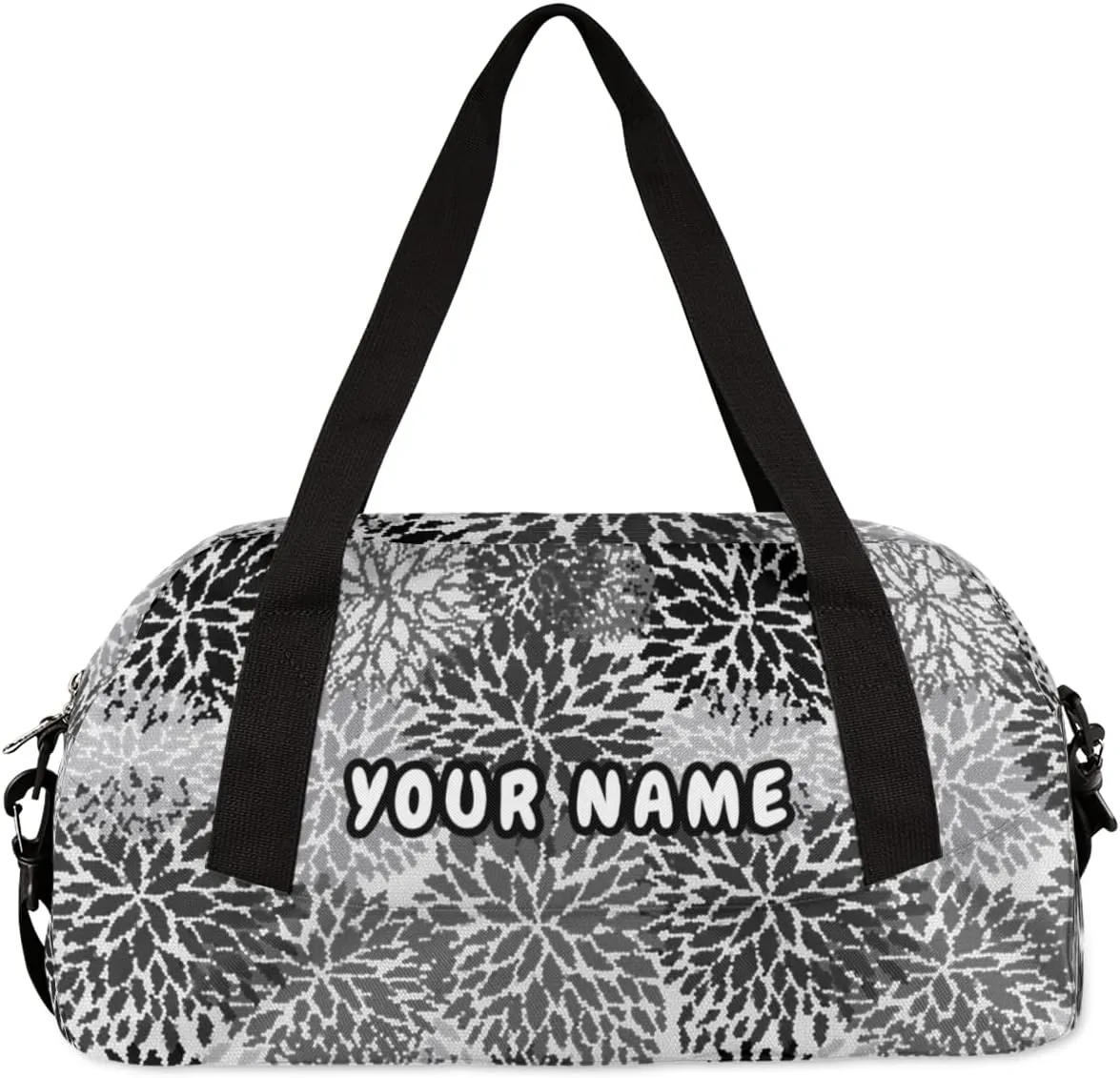 Modern Art Flower Personalized Kids Duffel Bag for Girls Boys, Flowers Debris Custom Name Dance Bag Overnight Small Duffel Bag Carry On Weekend Sports Travel Bag for School Practice Gymnastics Ballet