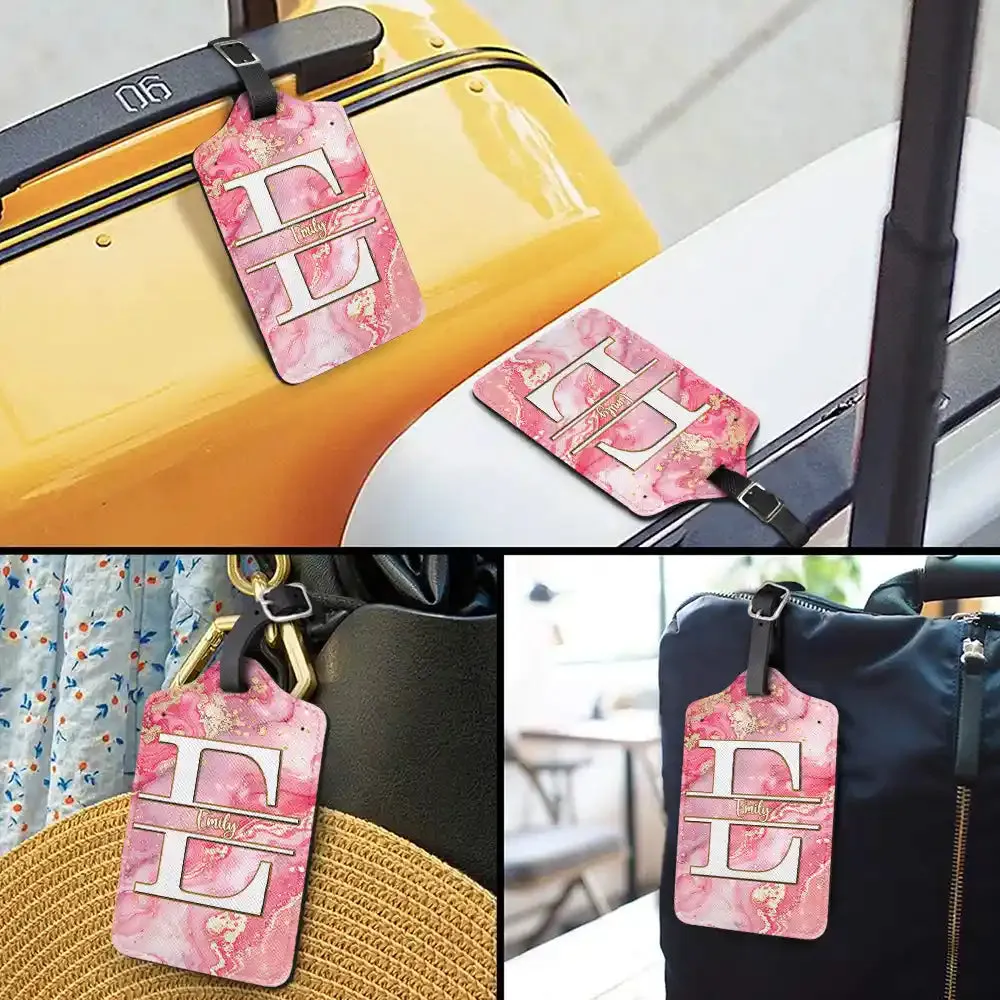 Monogram Name Marble - Personalized Luggage Tag