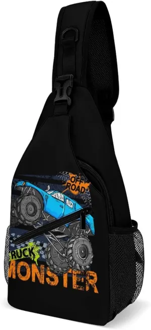 Monster Truck Cars Sling Backpack Mans Women Crossbody Backpack Chest Bag Gym Daypack Shoulder Bag Casual Daypacks Sports Backpacks