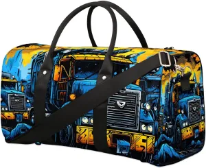 Monster Truck Travel Duffel Bag for Women Men Waterproof Foldable Overnight Weekender Bag Large Capacity Sports Gym Bag