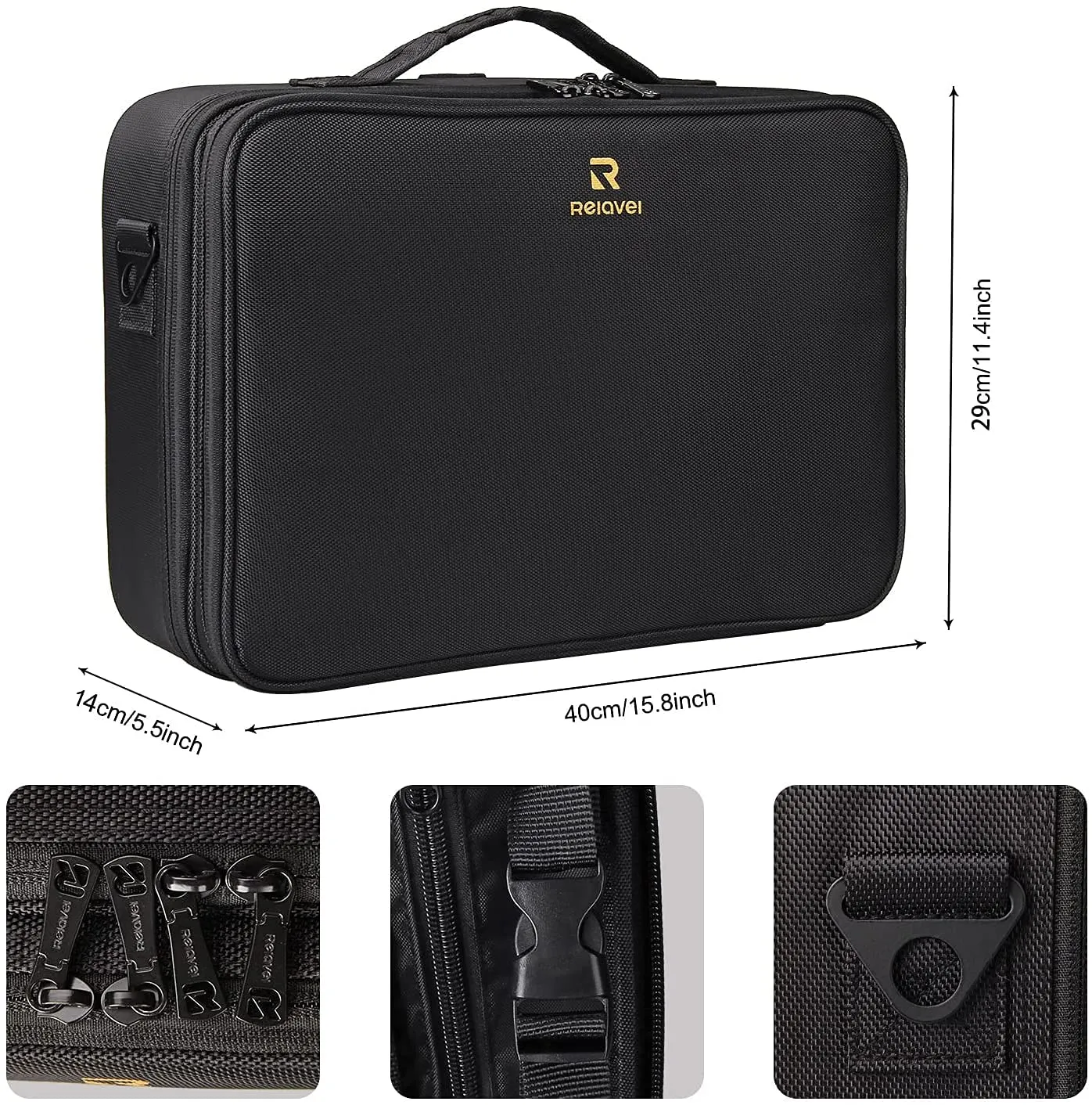 MONSTINA Large Capacity Makeup Case 3 Layers Cosmetic Organizer Brush Bag with Four Small Bag,Barber Hairdresser Train Case Makeup Artist Box Nail Polish Organizer