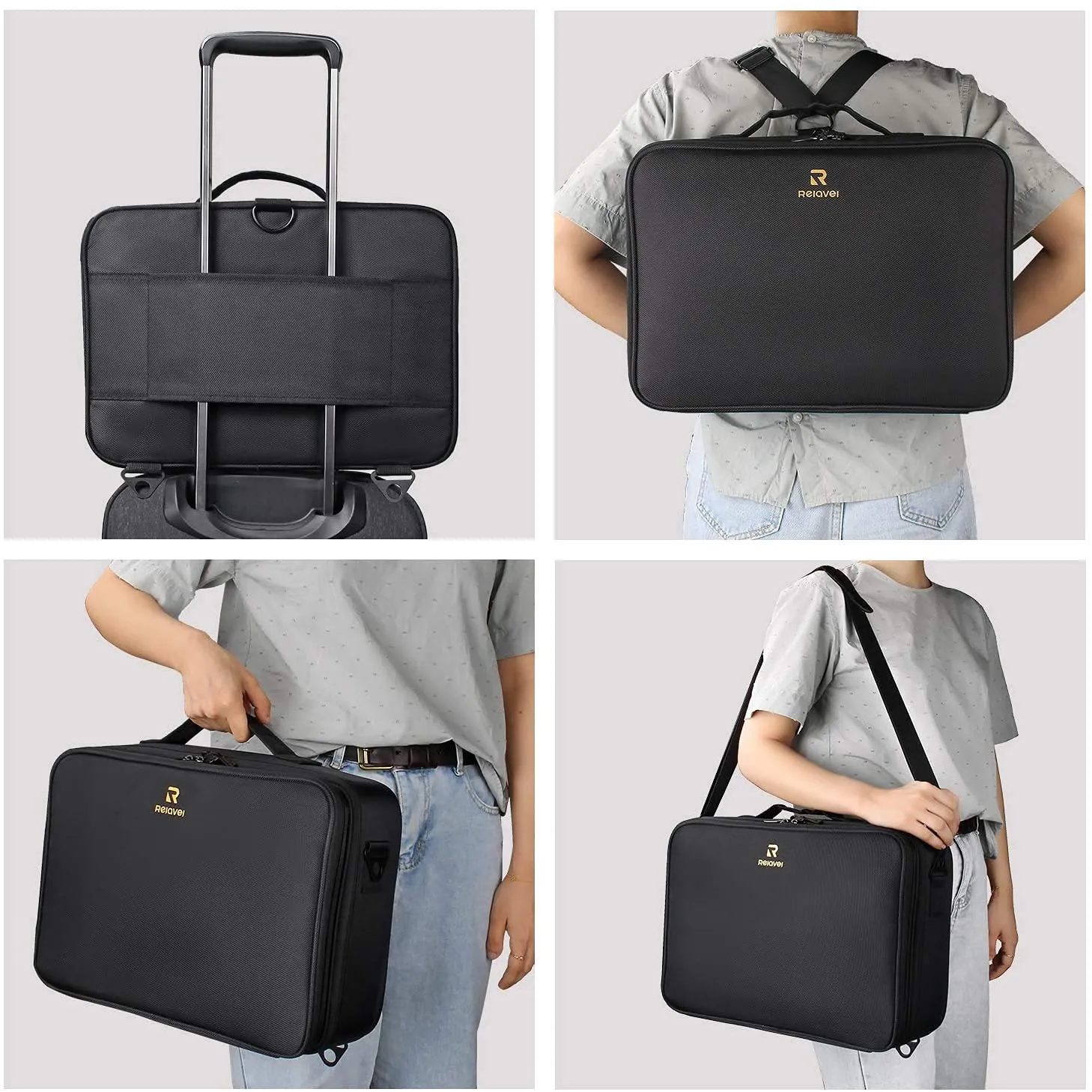 MONSTINA Large Capacity Makeup Case 3 Layers Cosmetic Organizer Brush Bag with Four Small Bag,Barber Hairdresser Train Case Makeup Artist Box Nail Polish Organizer