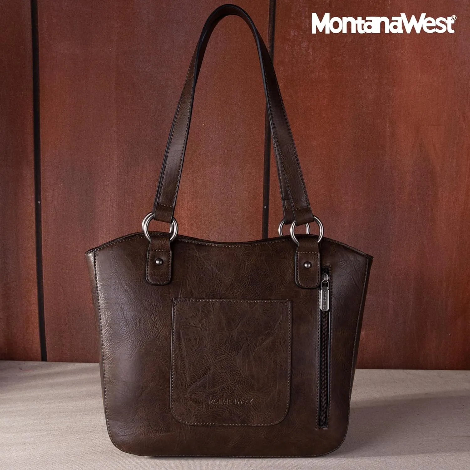Montana West Western Tooling Tote Bag with Wallet Set for Women Vintage Studded Top Handle Shoulder Handbag