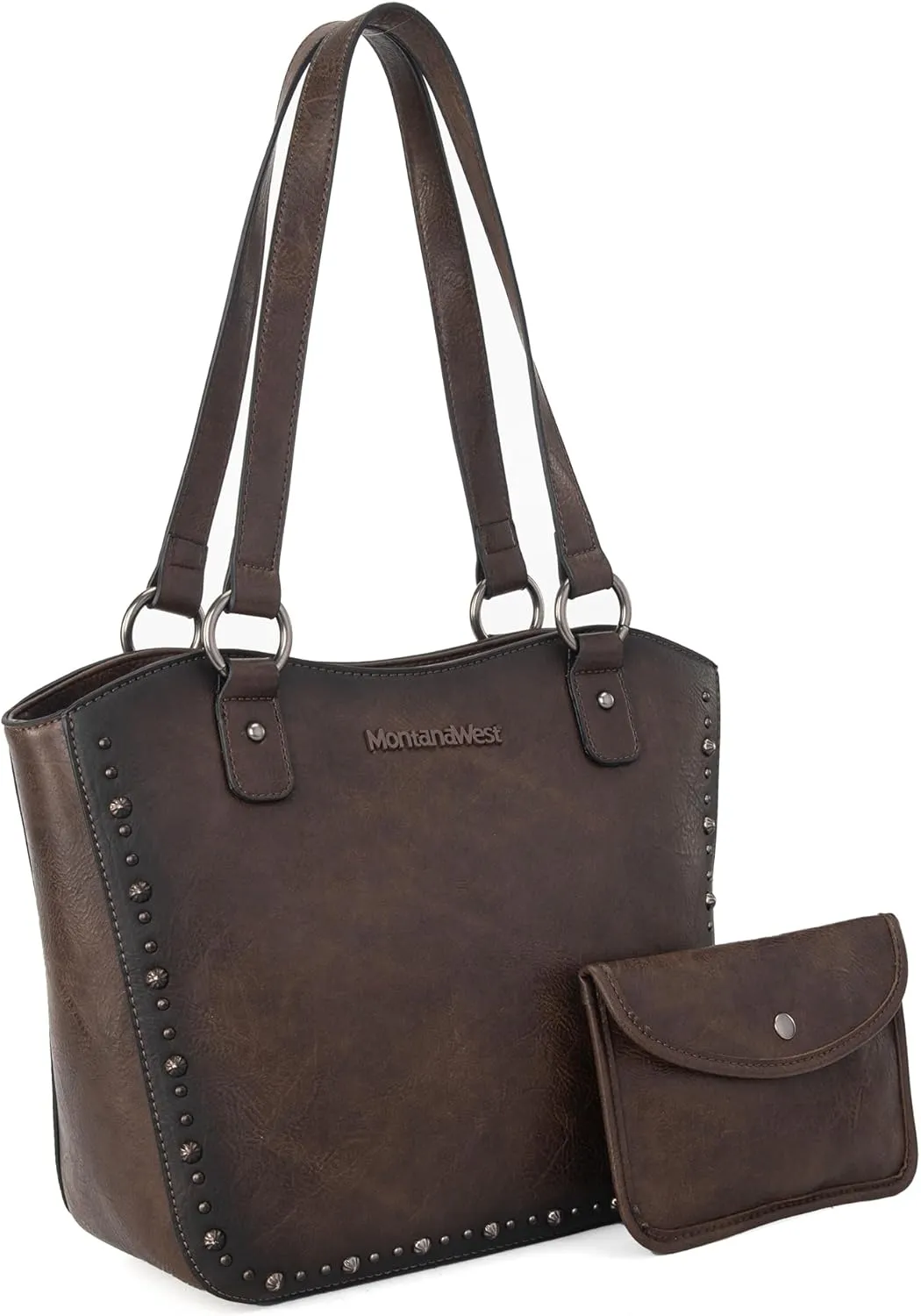 Montana West Western Tooling Tote Bag with Wallet Set for Women Vintage Studded Top Handle Shoulder Handbag