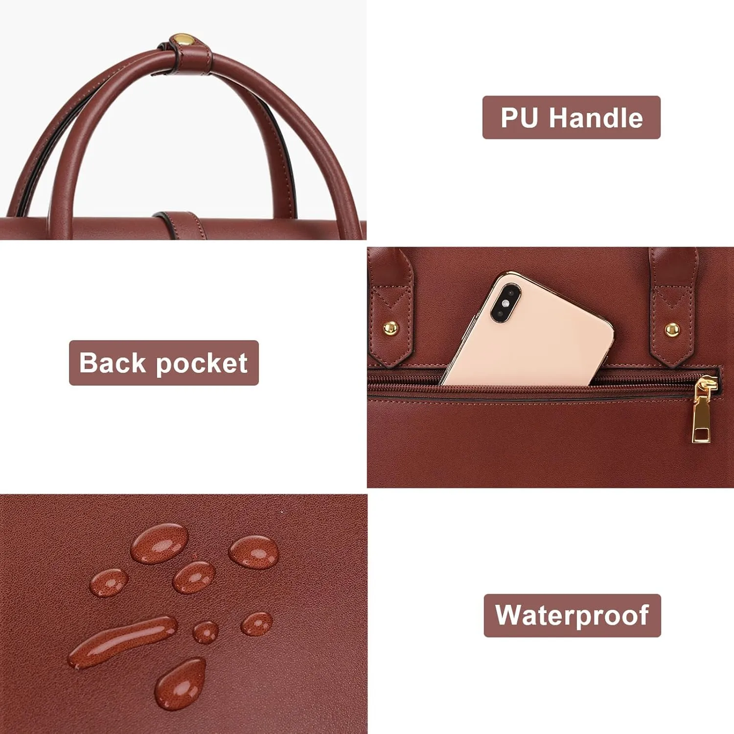 MOSISO Laptop Bag for Women, 13-14 inch PU Leather Laptop Shoulder Bag Convertible Backpack, 13.3 inch Messenger Bag Casual Handbag Work Briefcase Travel Computer Bag with Bowknot, Brown