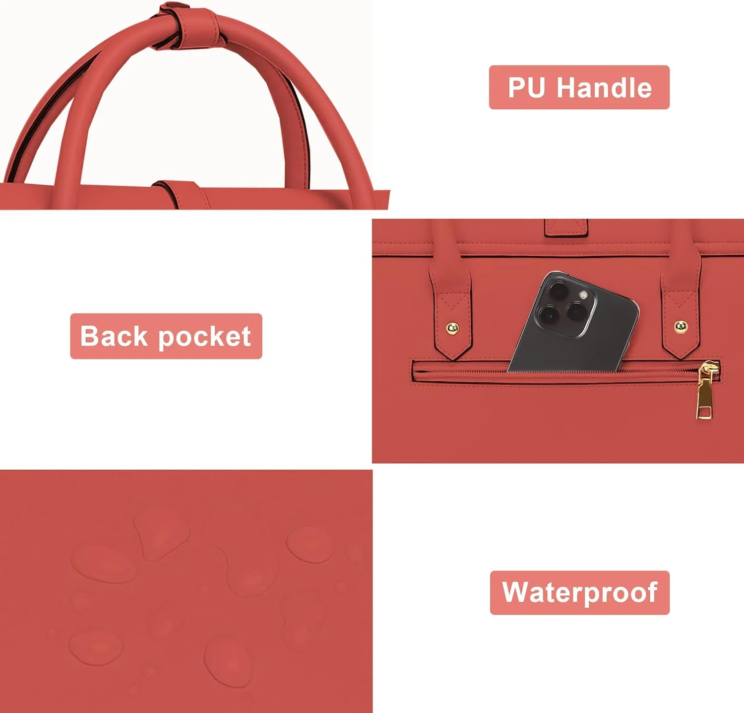 MOSISO Laptop Bag for Women, 13-14 inch PU Leather Laptop Shoulder Bag Convertible Backpack, 13.3 inch Messenger Bag Casual Handbag Work Briefcase Travel Computer Bag with Bowknot, Coral