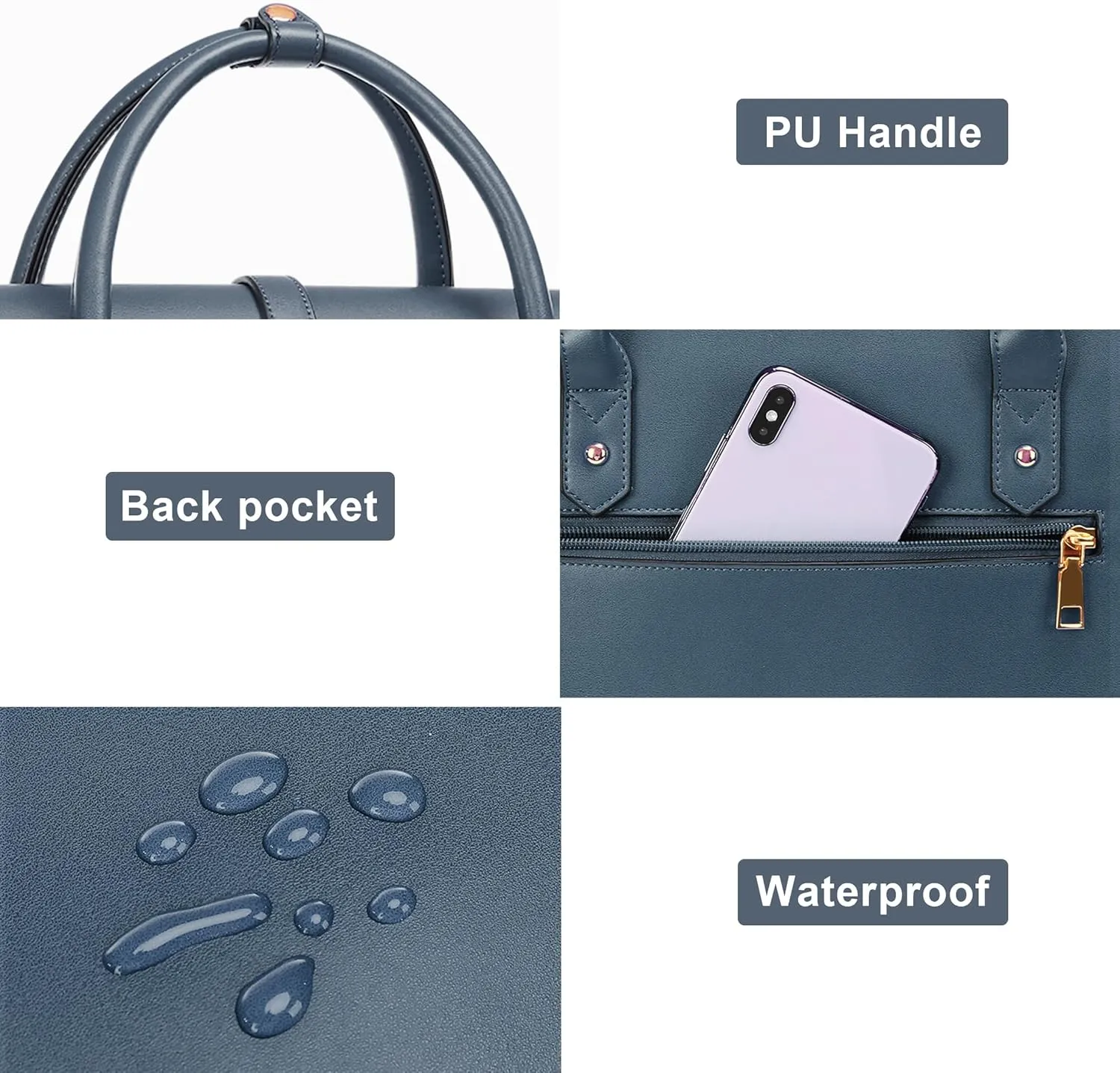 MOSISO Laptop Bag for Women, 13-14 inch PU Leather Laptop Shoulder Bag Convertible Backpack, 13.3 inch Messenger Bag Casual Handbag Work Briefcase Travel Computer Bag with Bowknot, Peacock Blue