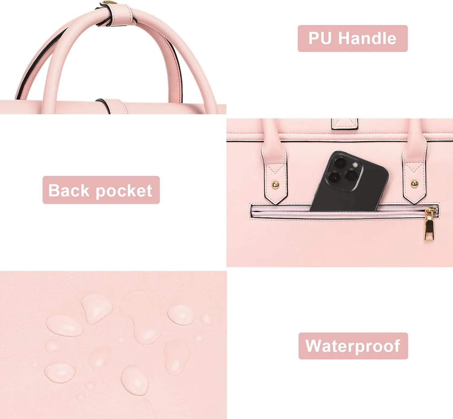 MOSISO Laptop Bag for Women, 13-14 inch PU Leather Laptop Shoulder Bag Convertible Backpack, 13.3 inch Messenger Bag Casual Handbag Work Briefcase Travel Computer Bag with Bowknot, Pink