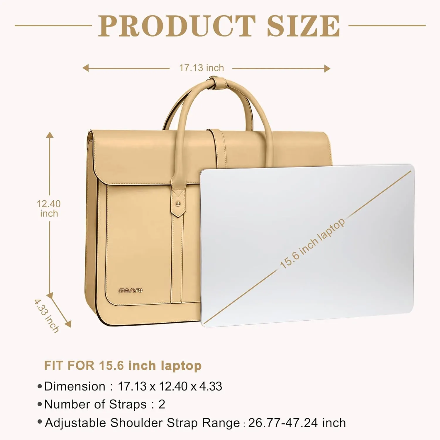 MOSISO Laptop Bag for Women, 15-15.6 inch PU Leather Laptop Shoulder Bag Convertible Backpack, 16 inch Messenger Bag Casual Handbag Work Briefcase Travel Computer Bag with Bowknot, Turmeric