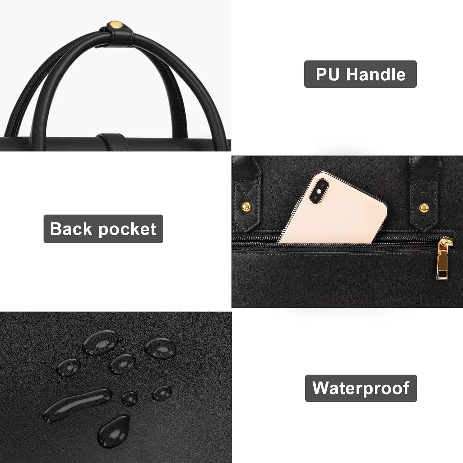 MOSISO Laptop Bag for Women, 17 inch PU Leather Laptop Shoulder Bag Convertible Backpack, 17.3 inch Messenger Bag Casual Handbag Work Briefcase Travel Computer Bag with Bowknot, Black