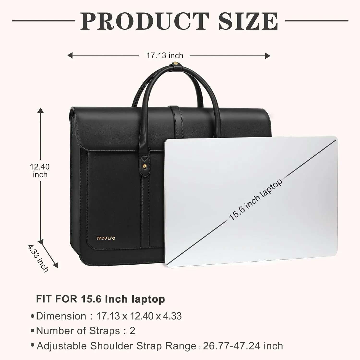 MOSISO Laptop Bag for Women, 17 inch PU Leather Laptop Shoulder Bag Convertible Backpack, 17.3 inch Messenger Bag Casual Handbag Work Briefcase Travel Computer Bag with Bowknot, Black