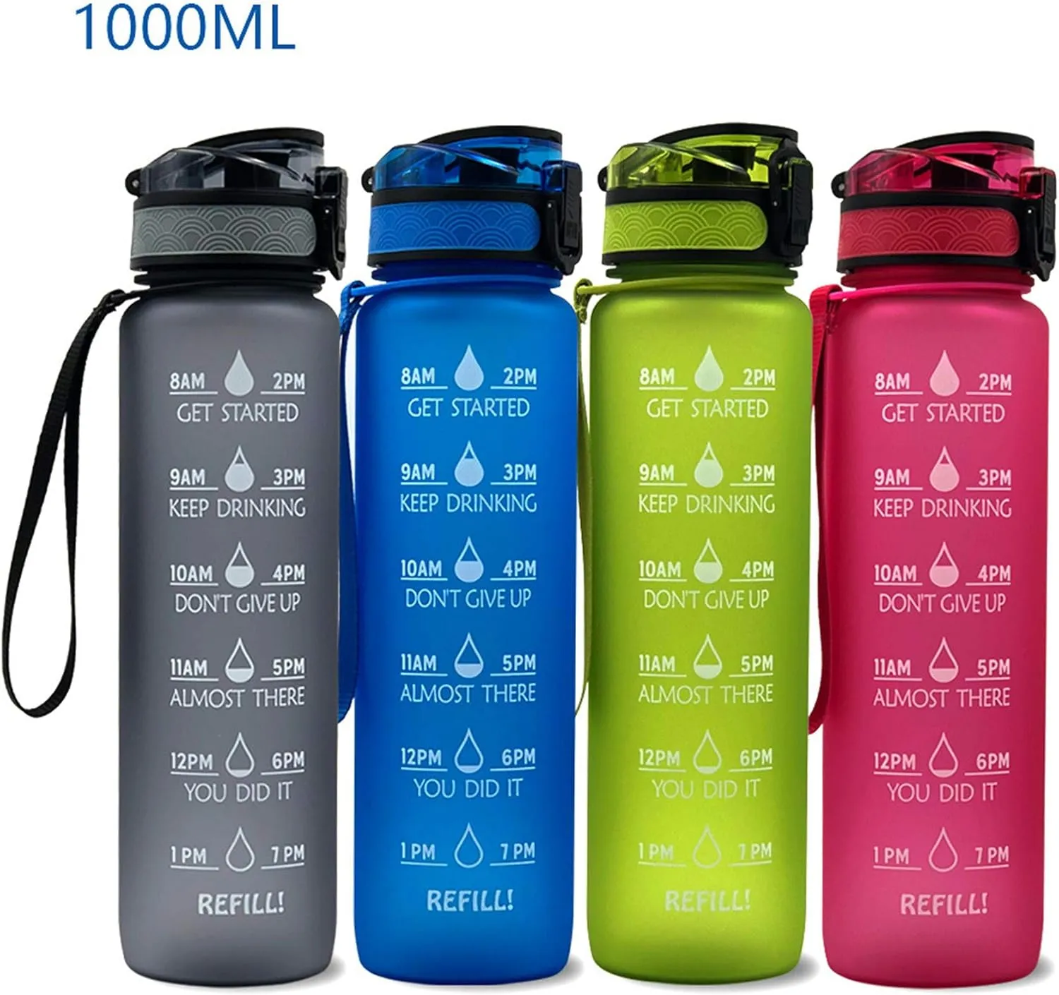 Motivational Water Jug Large Water Bottle Tritan 32oz BPA Free with Time Marker Reminder for Camping Fitness Gym Workouts Outdoor Sports, Green-2