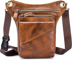 Motorcycle Drop Leg Bag Waist Pack for Men Women Outdoor Travel Sports Tactical Bike Cycling Riding Hiking Camping Pouch Belt Bumbag Brown