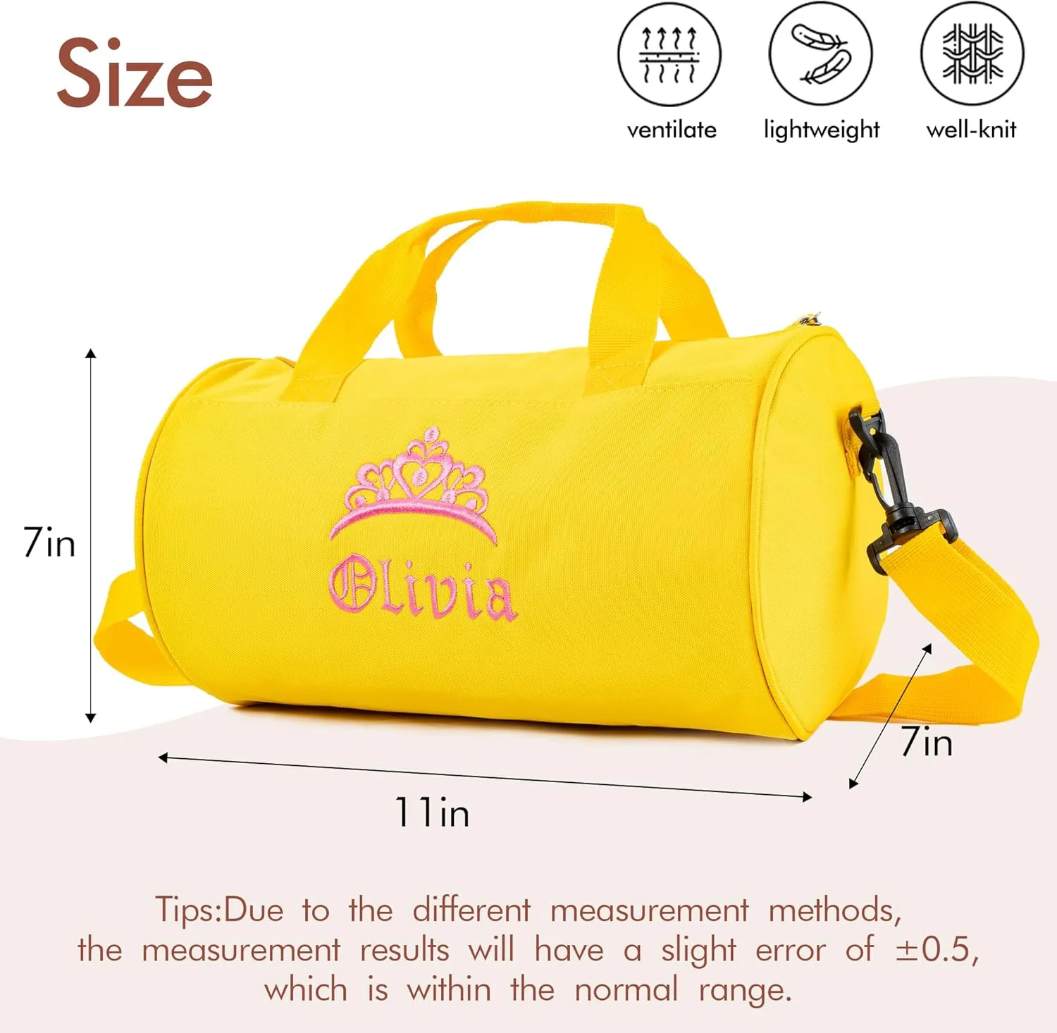 MT WORLD Girls Dance Bag Personalized Kids Overnight Duffle Bag with Name Waterproof Monogram Toddler Ballet Bag Ballerina Duffle Bag for Child Gift
