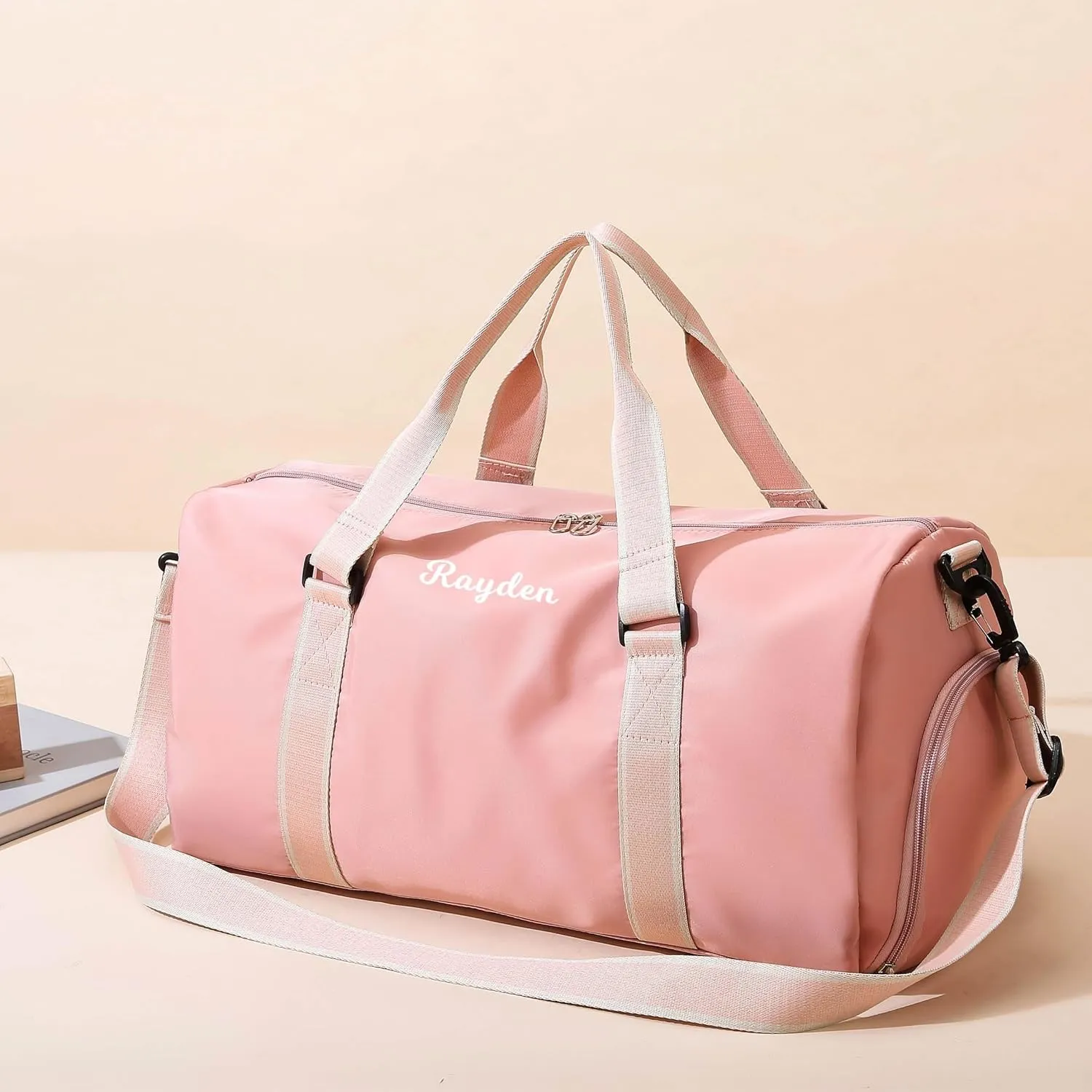 MTIANG Personalized 30L Gym Duffle Bag with Wet Pocket Shoes Compartment Portable Lightweight Travel bag Large Capacity Overnight Weekender Bag Yoga Bag for Women Pink