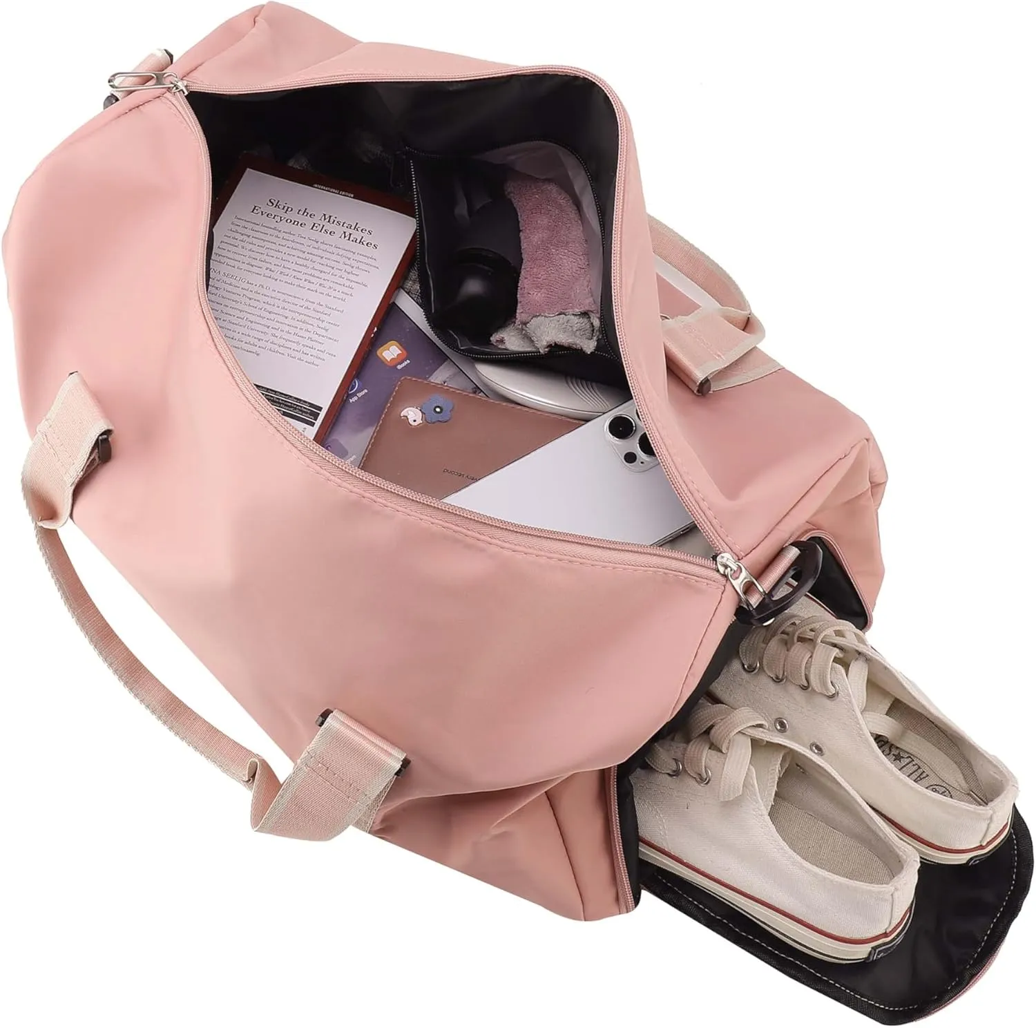 MTIANG Personalized 30L Gym Duffle Bag with Wet Pocket Shoes Compartment Portable Lightweight Travel bag Large Capacity Overnight Weekender Bag Yoga Bag for Women Pink