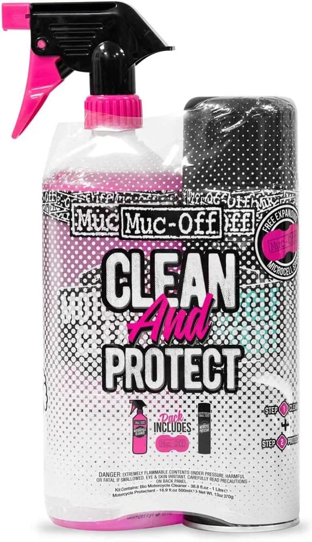 Muc-Off Motorcycle Care Duo Kit - Motorcycle Cleaning Kit, Motorcycle Detailing Kit - Includes Motorcycle Cleaner and Protection Spray