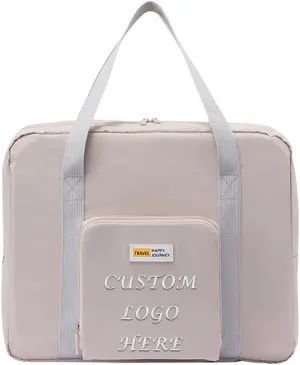 Muka Custom Embroidered Duffle Bags, Foldable Travel Bag Khaki Storage Bag with Personalized Logo