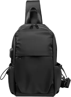 Muka Sling Backpack Crossbody Chest Bag with Charger Port, Sling Bag Multipurpose for Shopping Travel Workout
