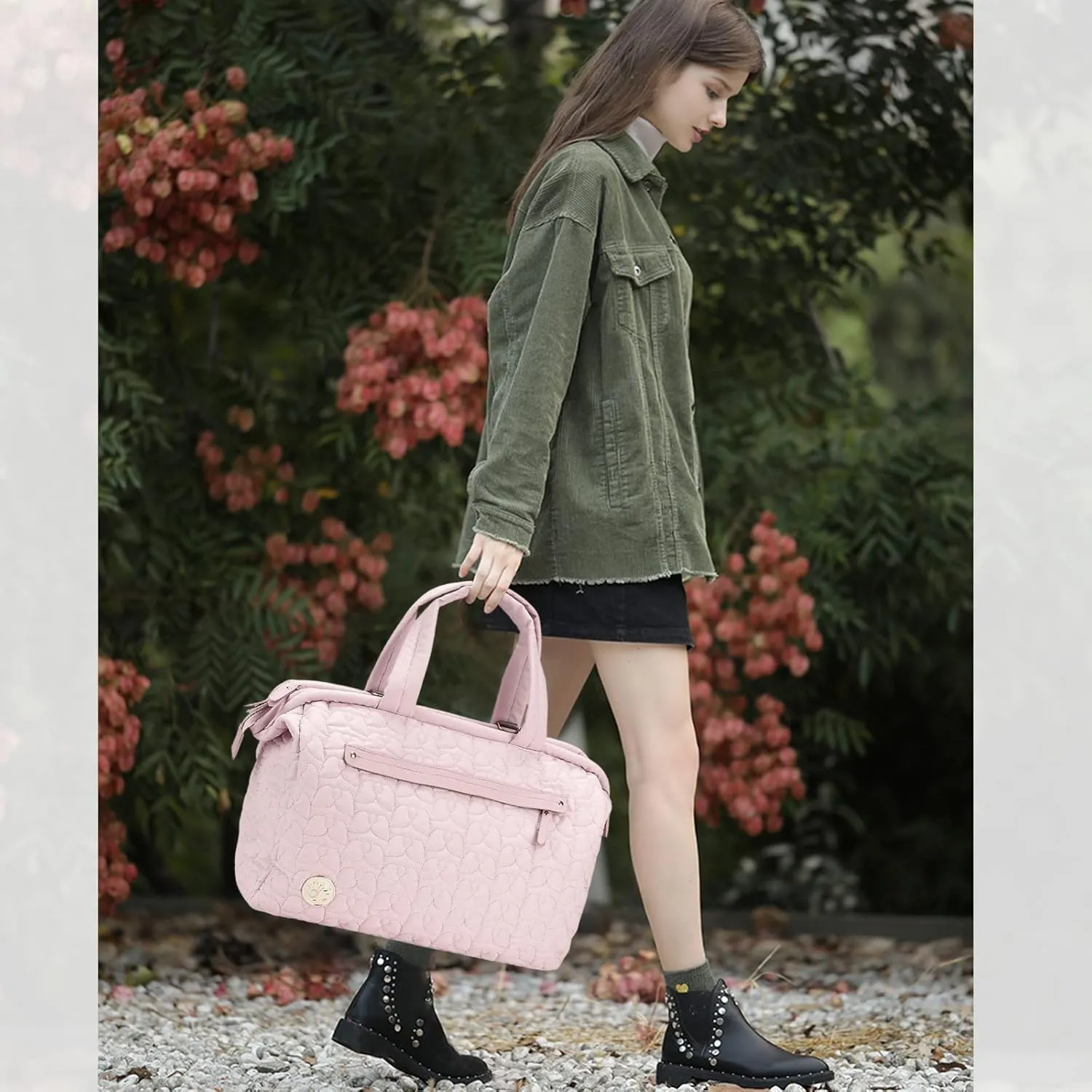 Multi-Pockets Diaper Bag Tote,Stylish Large Capacity Nappy Changing Bag Satchel Messenger Bag Travel Mommy Bag