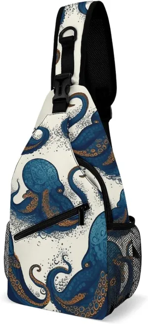 Multifunctional Outdoor Tentacles Octopus Printed Chest Bag Fashionable And Portable Outdoor Messenger Bag Suitable for Use in Multiple Scenarios Such As Traveling, Outdoor, Commuting, Etc.