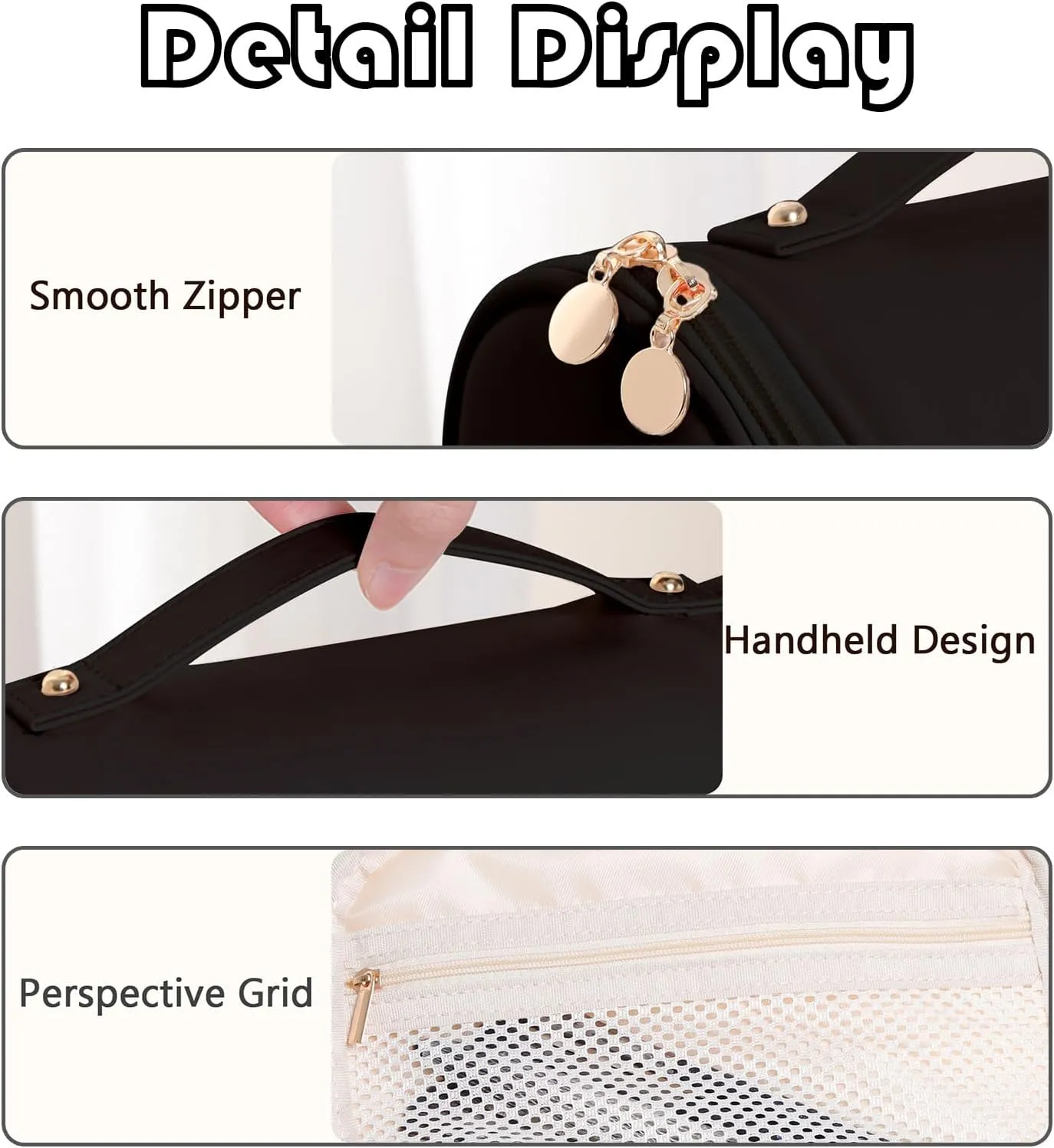Multipurpose Clear Cosmetic Bag Clear Makeup Bag Large Black PU Leather Toiletry Bag With Zipper Waterproof Transparent Travel Makeup Bag For Women