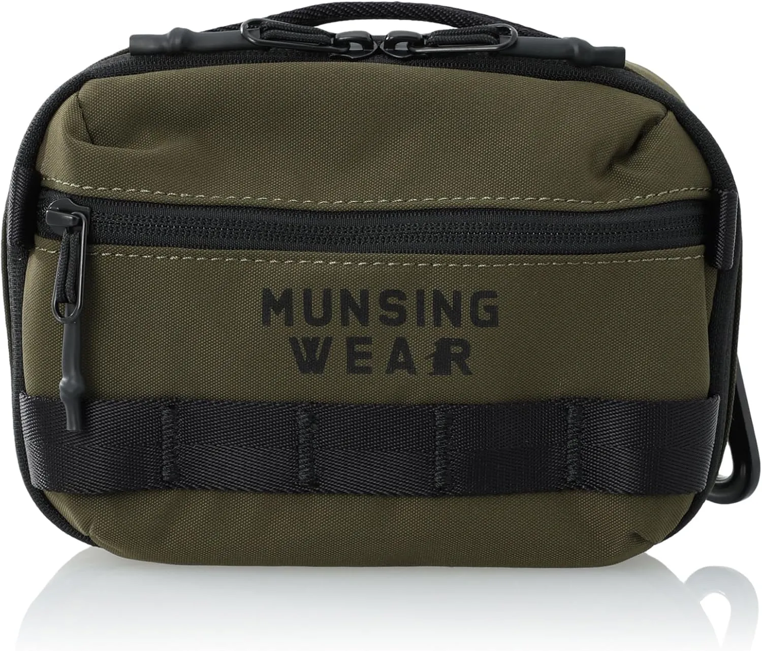 Munsingwear MQBWJA44 Round Pouch, Mesh Pouch, Carabiner, Round Golf, KH00 (Khaki), One Size