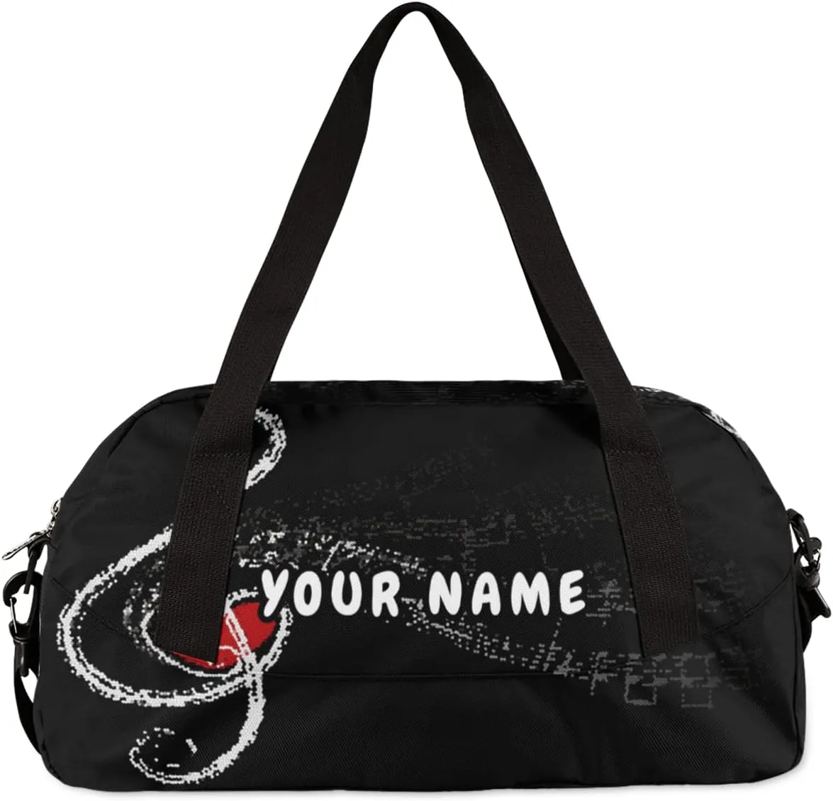Music Notes Personalized Kids Duffel Bag for Girls Boys, Music Notes Debris Custom Name Dance Bag Overnight Small Duffel Bag Carry On Weekend Sports Travel Bag for School Practice Gymnastics Ballet