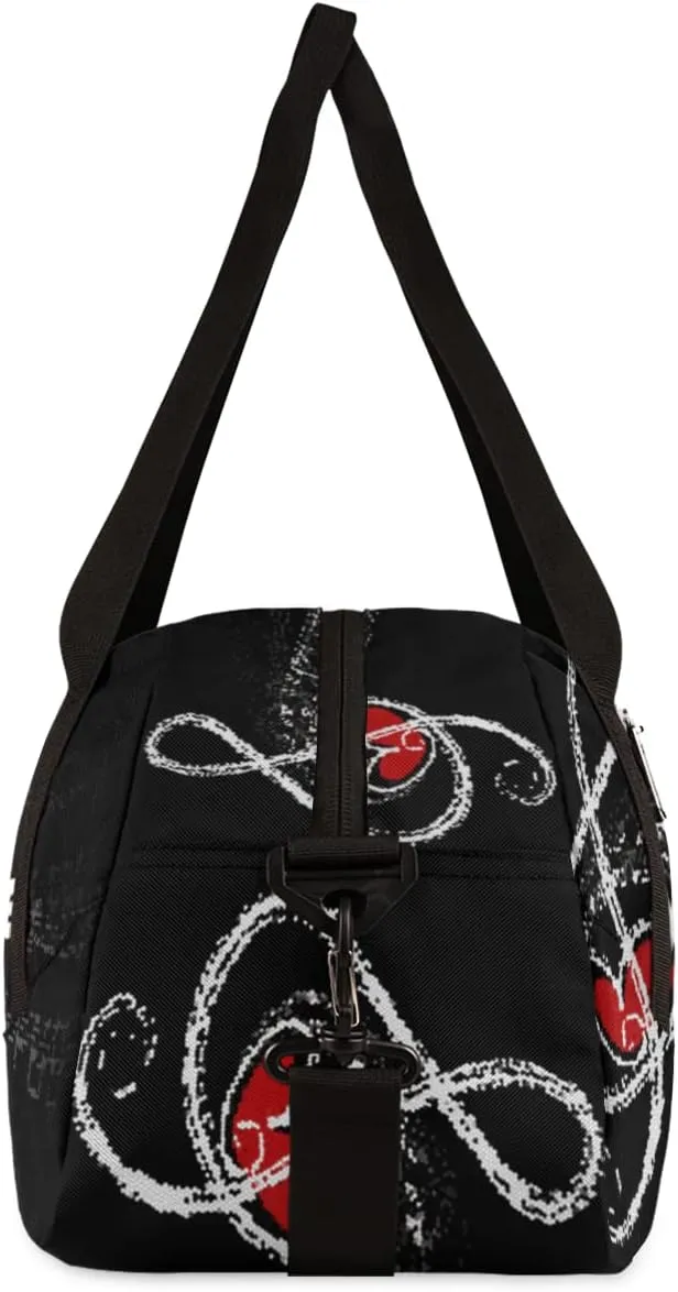 Music Notes Personalized Kids Duffel Bag for Girls Boys, Music Notes Debris Custom Name Dance Bag Overnight Small Duffel Bag Carry On Weekend Sports Travel Bag for School Practice Gymnastics Ballet