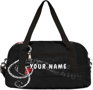 Music Notes Personalized Kids Duffel Bag for Girls Boys, Music Notes Debris Custom Name Dance Bag Overnight Small Duffel Bag Carry On Weekend Sports Travel Bag for School Practice Gymnastics Ballet