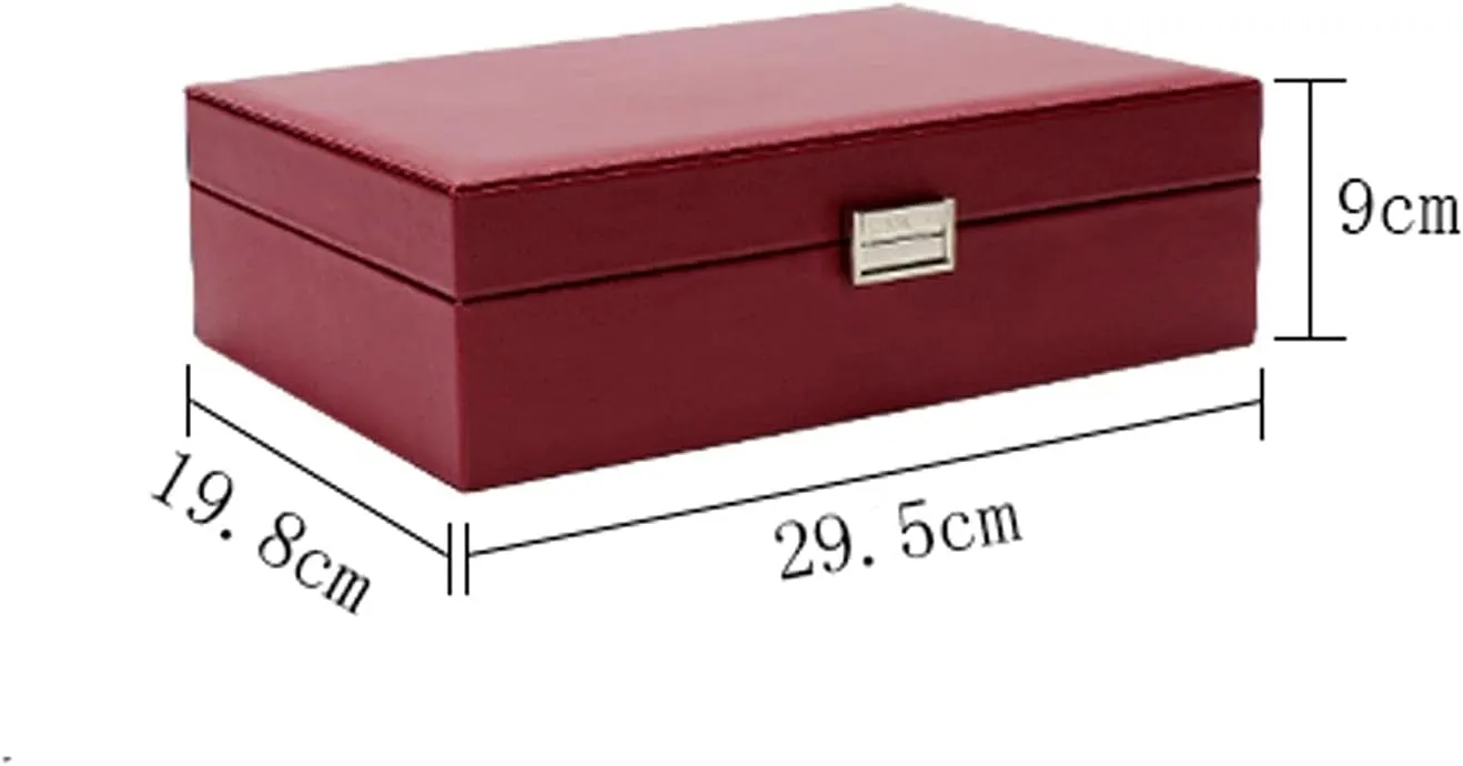 MUSUMI Jewelry Box PU Leather Jewelry Box Organizer with 2 Watch Case Removable Tray Jewelry Display Storage Case - Velvet Lining Earring Ring Bracelet Case Jewelry Boxes and Organizers (B)