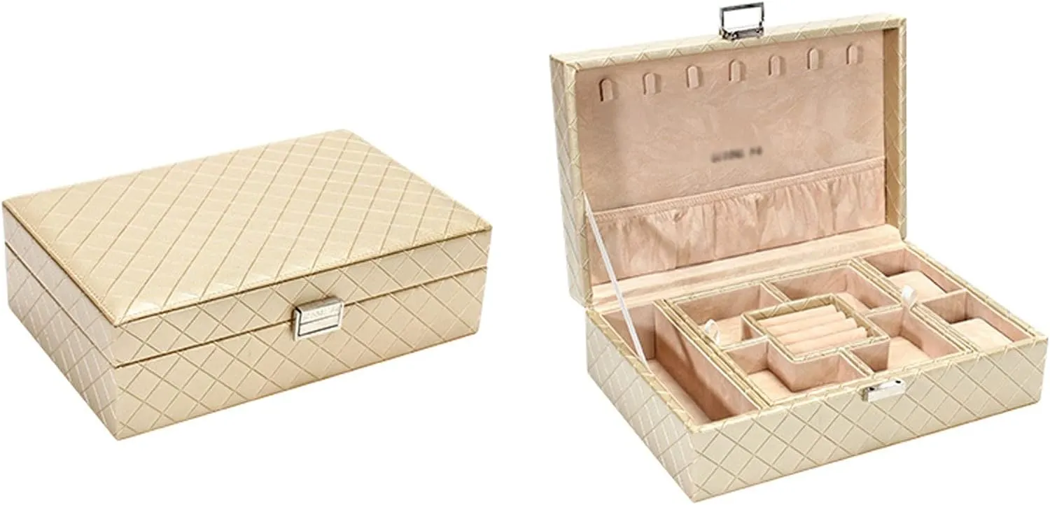 MUSUMI Jewelry Box PU Leather Jewelry Box Organizer with 2 Watch Case Removable Tray Jewelry Display Storage Case - Velvet Lining Earring Ring Bracelet Case Jewelry Boxes and Organizers (C)