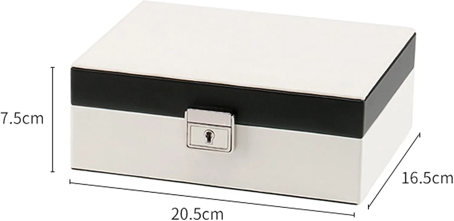 MUSUMI Jewelry Box PU Leather Jewelry Box Organizer with 2 Watch Case Removable Tray Jewelry Display Storage Case - Velvet Lining - Earring Ring Bracelet Case Jewelry Boxes and Organizers (White)