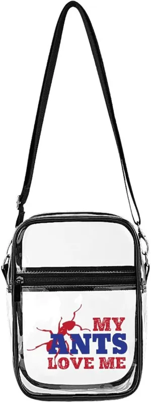 My Ants Love Me Cute Crossbody Purses Unisex Transparent Shoulder Bag Adjustable Strap Handbag