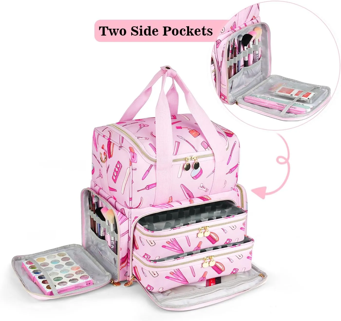 Nail Polish Organizer Case - Large Double Layer Organizers and Storage Bag for Nail Supplies and Art Tech