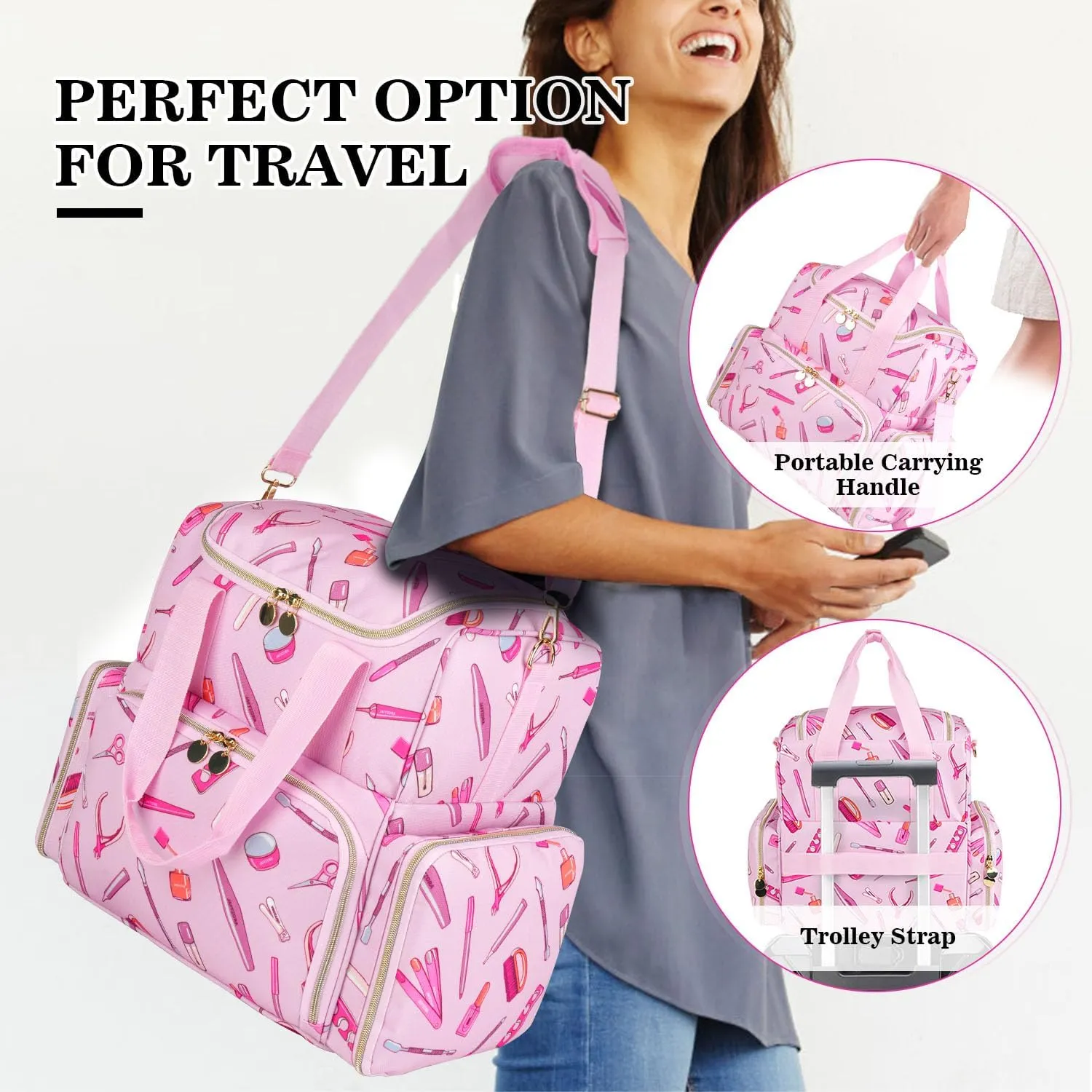 Nail Polish Organizer Case - Large Double Layer Organizers and Storage Bag for Nail Supplies and Art Tech