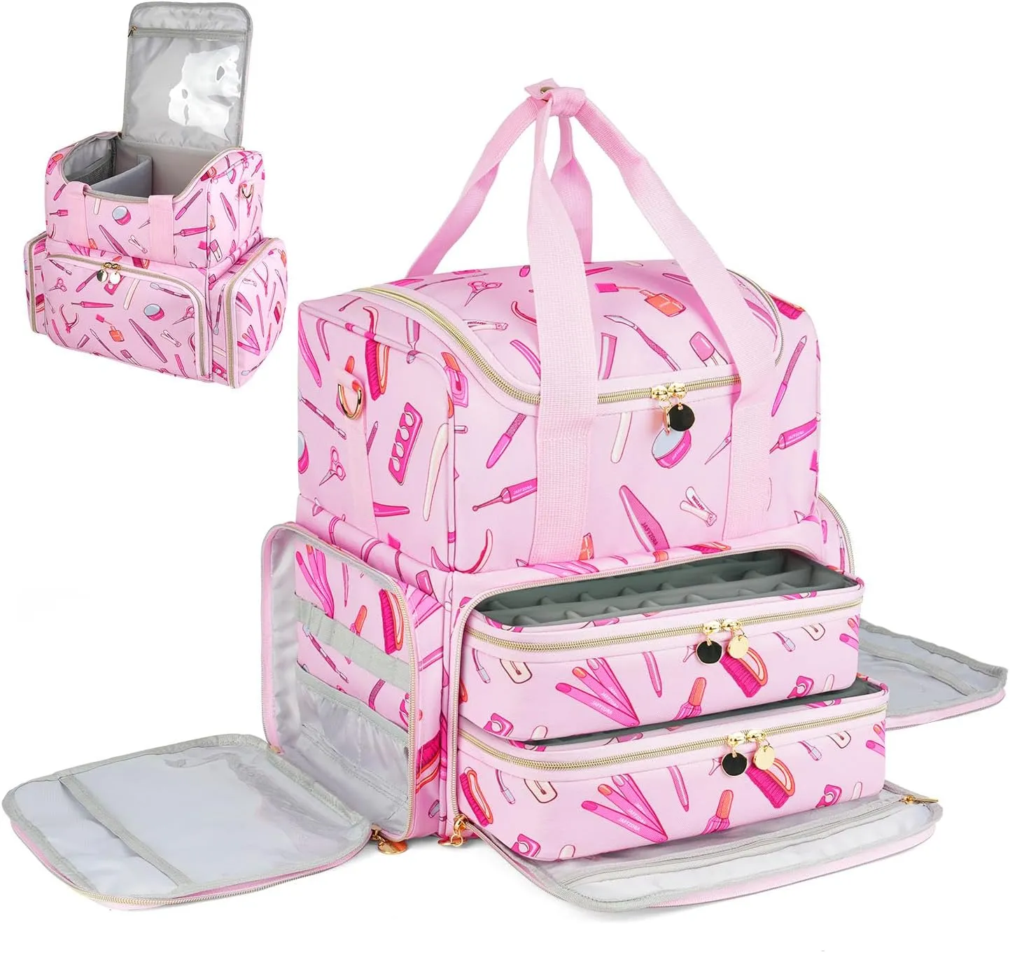 Nail Polish Organizer Case - Large Double Layer Organizers and Storage Bag for Nail Supplies and Art Tech