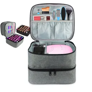 Nail Polish Organizer Case, Nail Supply Storage 30 Bottles (15ml - 0.5 fl.oz) Double Layer Design Nail Polish Holder Organizer Case, Nail Organizers and Storage for Nail Tech